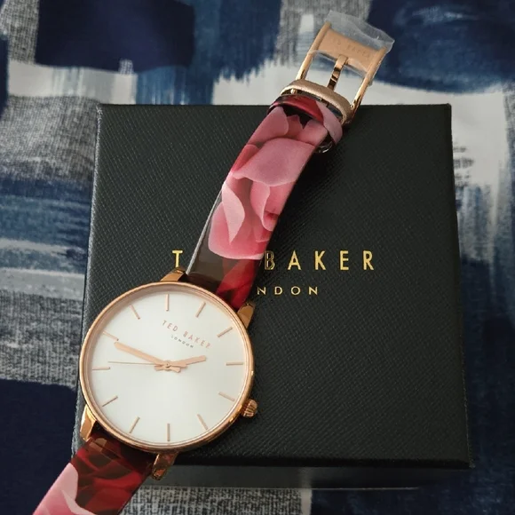 Ted Baker Rose Gold Watch with Pink Floral Strap - Picture 2 of 3